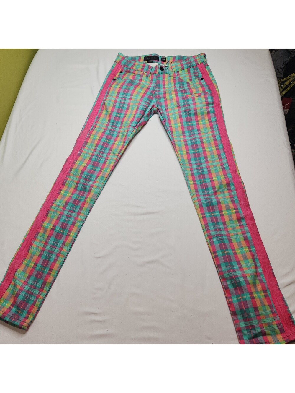 Decibel Men’s Multicolor Plaid Jeans 28x32